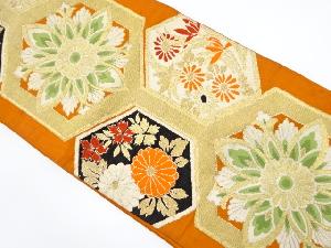 アンティーク　亀甲に華紋・草花模様織り出し袋帯（材料）